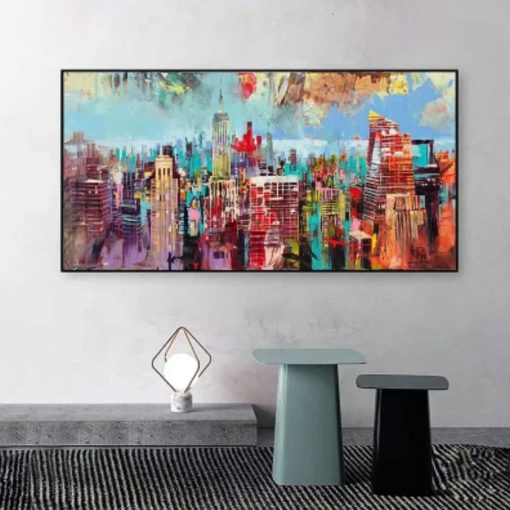 Abstract City Landscape Modern Pop Graffiti Painting