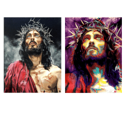 Abstract Painting of Jesus Printed on Canvas