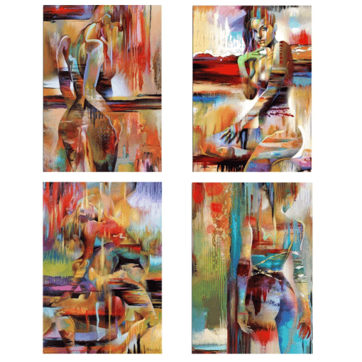 Abstract Paintings Attractive Women Printed on Canvas