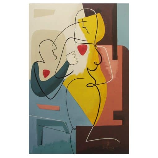Abstract Canvas Painting Black Line Retro Classic Wall Art - Image 2