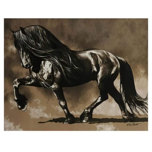 Elegant Horse Painting Wall Art Printed on Canvas - Image 2