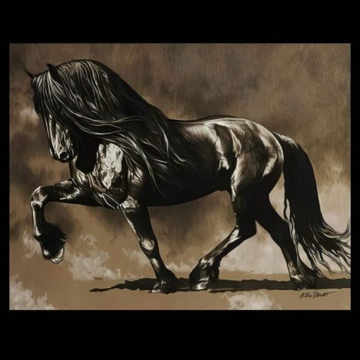 Elegant Horse Painting Wall Art Printed on Canvas - Image 3