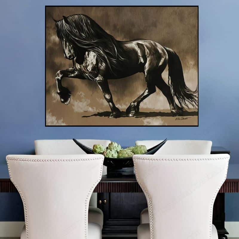 Elegant Horse Painting Wall Art Printed on Canvas