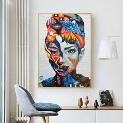 Abstract Art Painting Colorful Woman Face Graffiti Prints on Canvas