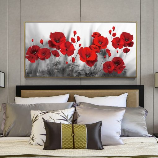 Poppies flower Canvas Paintings On The Wall Art Posters And Prints Red Flowers Canvas Art Wall Pictures For Bed Room Cuadros