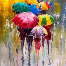 Abstract Girls Holding Umbrella Oil Paintings Print On Canvas Art Posters And Prints Modern Wall Art Pictures Home Decoration