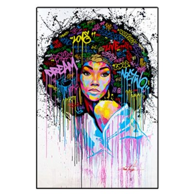 Abstract Art Painting Colorful Woman Face Graffiti Prints on Canvas