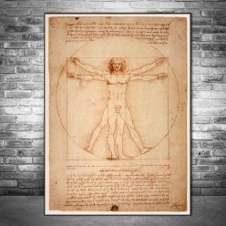 The Vitruvian Man by Leonardo da Vinci Drawing Art Paintings Print On Canvas Posters And Prints Famous Art Pictures Home Decor