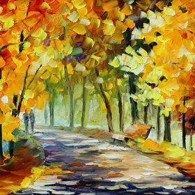 Landscape Painting Wall Art Oil Painting Lover in The Rainy Light Road Canvas Painting Wall Pictures for Living Room Home Decor