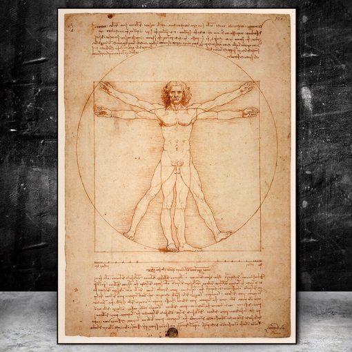 The Vitruvian Man by Leonardo da Vinci Drawing Art Paintings Print On Canvas Posters And Prints Famous Art Pictures Home Decor