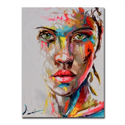 Abstract Art Painting Colorful Woman Face Graffiti Prints on Canvas