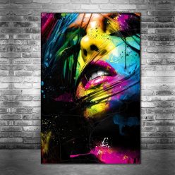 Colorful Girl Face Painting art printed on canvas