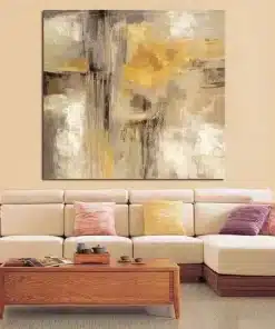 HD Yellow Gray Abstract Oil Painting Print on Canvas