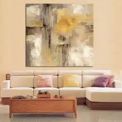 HD Yellow Gray Abstract Oil Painting Print on Canvas