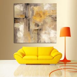 HD Yellow Gray Abstract Oil Painting Print on Canvas