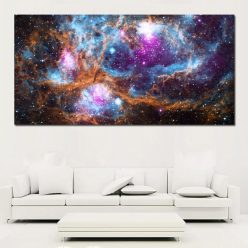 Canvas Art Outer Space View Nebula, Shining Stars, Cloud of Gas and Dust - Prints on Canvas