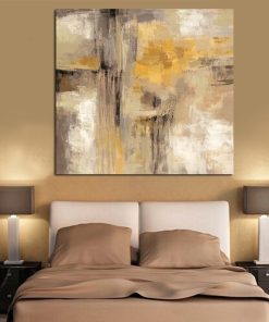 HD Yellow Gray Abstract Oil Painting Print on Canvas