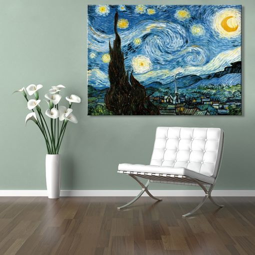 Famous Art Painting Van Gogh Starry Night Prints on Canvas