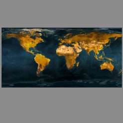 Art Painting Gold Globe World Map Print On Canvas