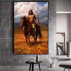 Native Indian Landscape Oil Painting Printed on Canvas 