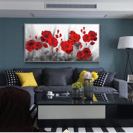 Poppies flower Canvas Paintings On The Wall Art Posters And Prints Red Flowers Canvas Art Wall Pictures For Bed Room Cuadros