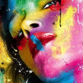 Colorful Girl Face Painting art printed on canvas