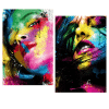 Colorful Girl Face Paintings Art Printed on Canvas