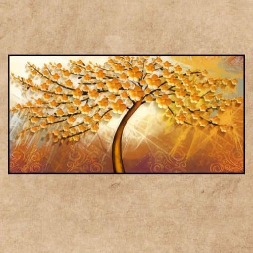 Beautiful Abstract Golden Tree Painting Printed on Canvas - Image 4
