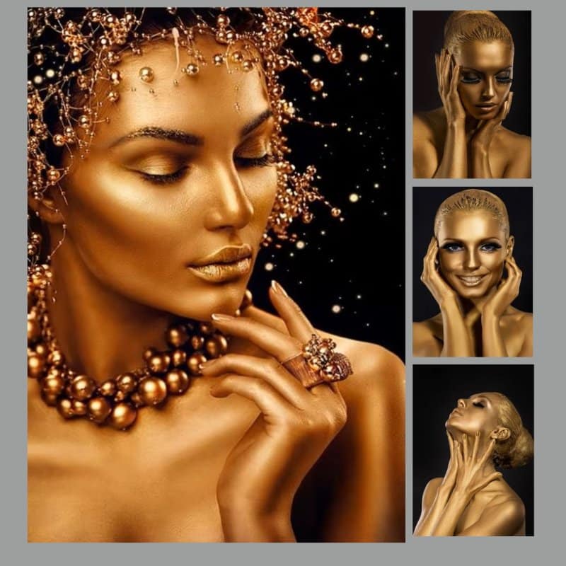 Beautiful and Elegant Canvas Art of Woman Portrait with Gold Makeup