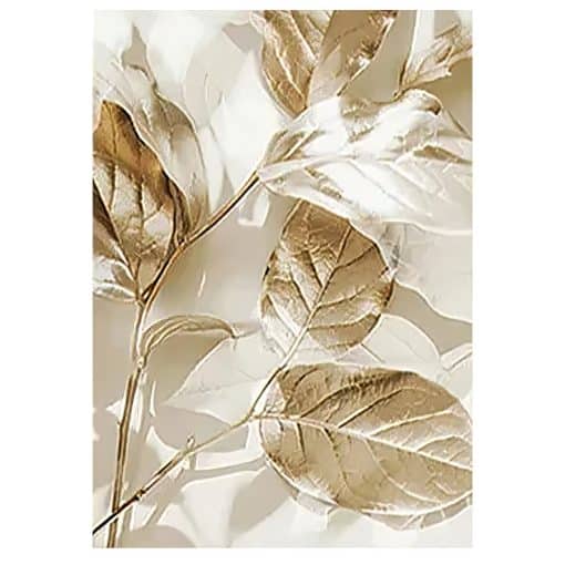Golden Leaf Abstract Painting Nordic Style Wall Art Home Decoration Printed on Canvas - Image 2