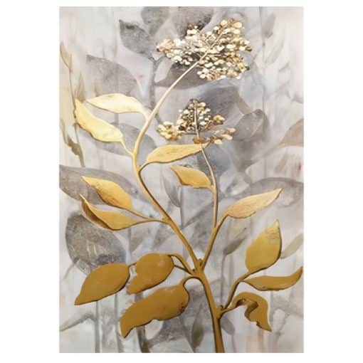 Golden Leaf Abstract Painting Nordic Style Wall Art Home Decoration Printed on Canvas - Image 3