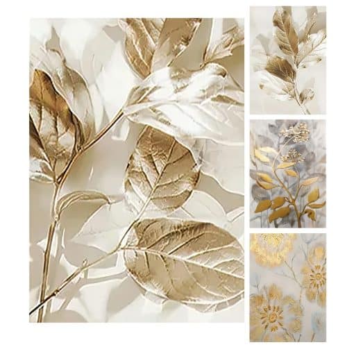 Golden Leaf Abstract Painting Nordic Style Wall Art