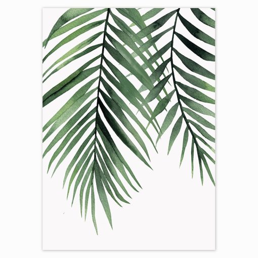 Scandinavian Style Tropical Plants Oil Painting, Modern Wall Art Printed on Canvas