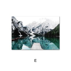 Modern Art of Scandinavian Nature Landscape Poster , Wall Art Nordic Style Print on Canvas