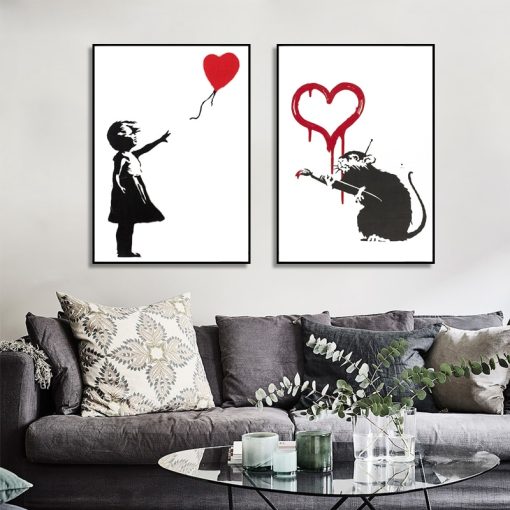 Banksy Graffiti Canvas Art Painting, Painting Black and White Wall Art Poster Home Decoration - Print on Canvas