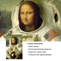 Funny Art Painting Mona Lisa is an astronaut, Modern Wall Decoration Printed on Canvas