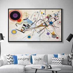 Composition 8 Abstract Art Painting By Wassily Kandinsky, Modern Wall Art Printed on Canvas