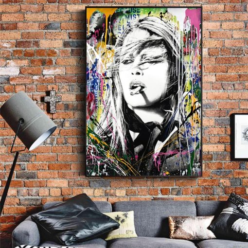 Graffiti Art Brigitte Bardot's Painting, Wall Art Home Decor printed on canvas