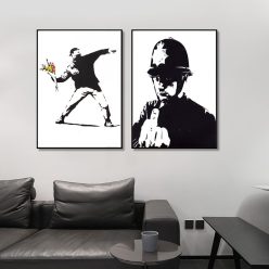 Banksy Graffiti Canvas Art Painting, Painting Black and White Wall Art Poster Home Decoration - Print on Canvas