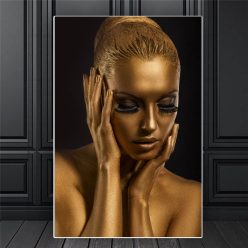 Beautiful and Elegant Canvas Art of Woman Portrait with Gold Makeup - Print on Canvas