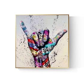 Graffiti Art The Shaka Sign, Modern Abstract Wall Art Printed on Canvas