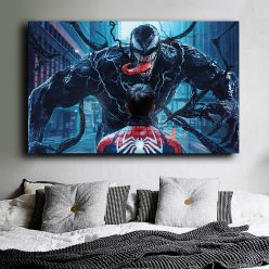 Venom The Enemy of Spiderman Digital Art Painting Printed on Canvas