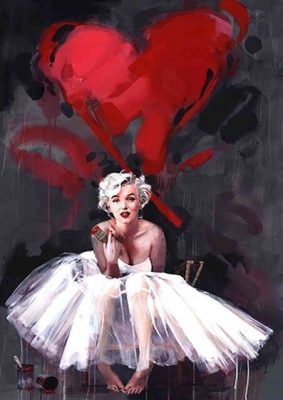 Marilyn Monroe Portrait Oil Painting, Abstract Wall Art Printed on Canvas