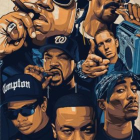 Rap and Hip Hop Music Stars Painting, Wall Art Printed on Canvas