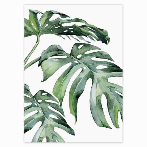 Scandinavian Style Tropical Plants Oil Painting, Modern Wall Art Printed on Canvas