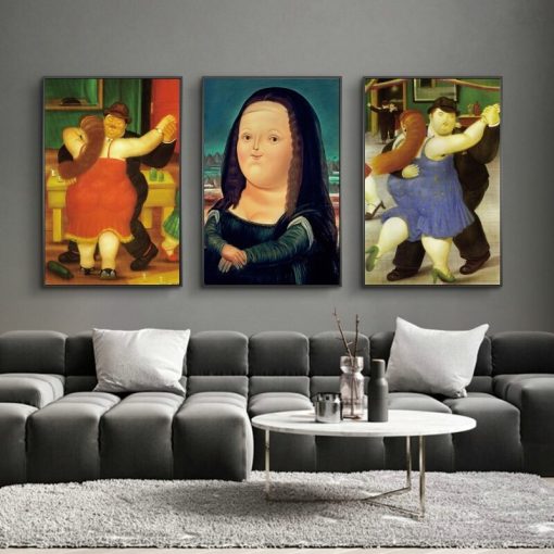 Funny Mona Lisa Canvas Art Canvas Painting Cuadros Posters Prints Wall Art for Living Room Home Decor (No Frame)