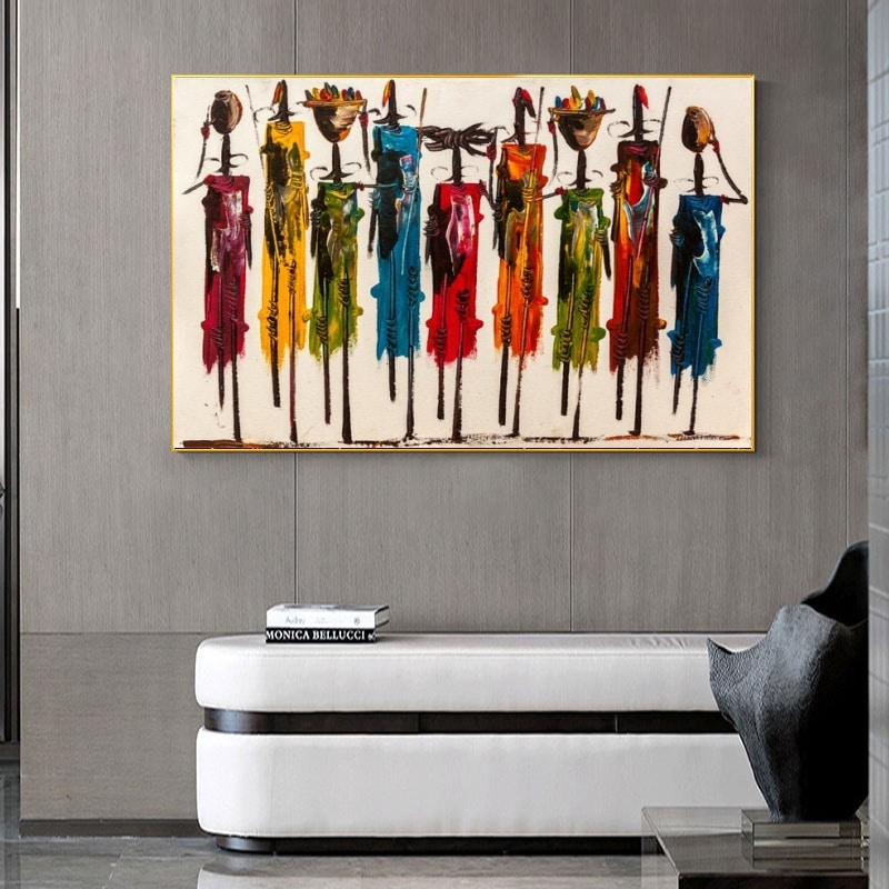 Abstract Art African Women Oil Painting Colorful Painting Printed on Canvas