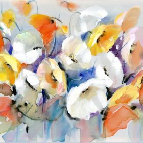 Flowers Oil Painting, Modern Wall Art Decor Floral Painting Printed on Canvas