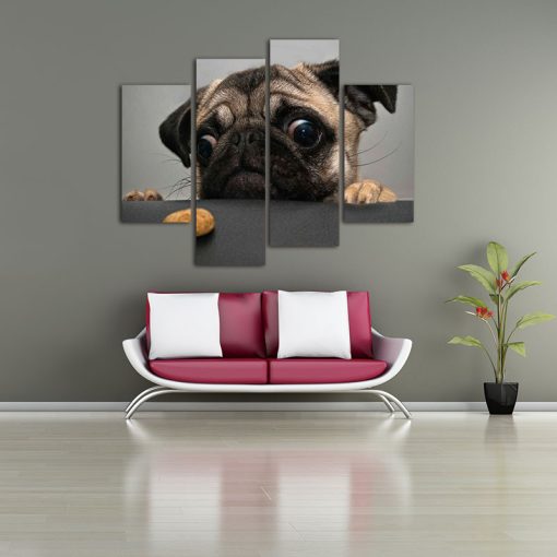 4Pcs Modern Art " Adorable Looking Dog " Printed on Canvas