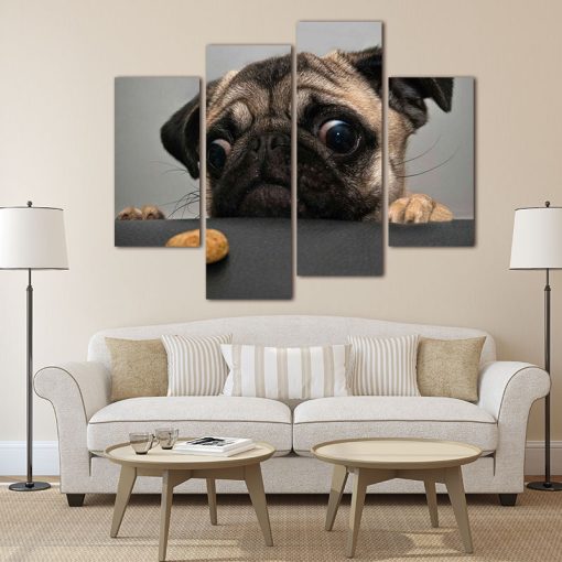 4Pcs Modern Art " Adorable Looking Dog " Printed on Canvas